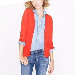 Orange J.Cew Cardigan with Rhinestone Buttons